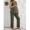 imageMakeMeChic Womens Maternity Pajamas Lounge Sets 2 Piece Outfits Sleeveless Tank Top and Pants Pregnancy SetDark Green