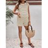 imageMakeMeChic Womens Maternity Short Pajamas Set Striped Tank Top and Shorts Lounge SetsBeige