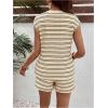 imageMakeMeChic Womens Maternity Short Pajamas Set Striped Tank Top and Shorts Lounge SetsBeige