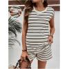 imageMakeMeChic Womens Maternity Short Pajamas Set Striped Tank Top and Shorts Lounge SetsBlack and Apricot