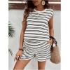 imageMakeMeChic Womens Maternity Short Pajamas Set Striped Tank Top and Shorts Lounge SetsWhite