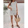 imageMakeMeChic Womens Maternity Short Pajamas Set Striped Tank Top and Shorts Lounge SetsWhite