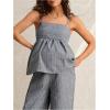 imageMakeMeChic Womens Maternity Two Piece Sets Striped Ruffle Tank Tops and Wide Leg Pants Going Out OutfitsGrey