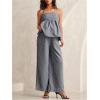 imageMakeMeChic Womens Maternity Two Piece Sets Striped Ruffle Tank Tops and Wide Leg Pants Going Out OutfitsGrey