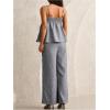 imageMakeMeChic Womens Maternity Two Piece Sets Striped Ruffle Tank Tops and Wide Leg Pants Going Out OutfitsGrey
