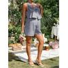 imageMakeMeChic Womens Y2k Maternity Plaid Print Summer 2 Piece Outfits V Neck Sleeveless Bow Knot Front Tank Tops and Shorts SetBlue