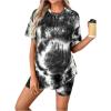 imageMakeMeChic Womens Maternity 2 Piece Outfit Tie Dye Pajamas Set Short Sleeve Tee Shirt and Biker Shorts Pregnancy Lounge SetBlack