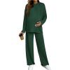 imageMakeMeChic Womens Maternity 2 Piece Outfits Lounge Set Ribbed Knit Long Sleeve Hoodie and Pants Pregnancy SetDark Green