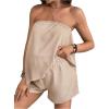 imageMakeMeChic Womens Maternity 2 Piece Set Strapless Asymmetrical Tube Top and Shorts Pregnancy ClothesApricot