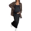 imageMakeMeChic Womens Maternity Clothes 2 Piece Fall Outfit Cheetah Print Button Down Shirt and Tank Maxi Dress SetsBlack and Brown