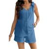 imageMakeMeChic Womens Maternity Clothes Bow V Neck Button Sleeveless Tank and Shorts Pregnancy Outfit SetBlue