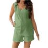 imageMakeMeChic Womens Maternity Clothes Bow V Neck Button Sleeveless Tank and Shorts Pregnancy Outfit SetMint Green
