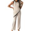 imageMakeMeChic Womens Maternity Lounge Set 2 Piece Outfit Sleeveless Pajama Sets Tank Top and Pants SetApricot