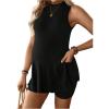 imageMakeMeChic Womens Maternity Pajama Set Loungewear Knit Tank Tops Biker Shorts Pregnancy SetBlack Solid
