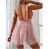 imageMakeMeChic Womens Maternity 2 Piece Heart Deep V Neck Mesh Babydoll Nightgown Lingerie Set with ThongPink
