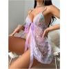 imageMakeMeChic Womens Maternity 2 Piece Lingerie Set Floral Lace Sheer Babydoll Bow Tie Chemise SleepwearMauve Purple