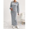 imageMakeMeChic Womens Maternity 2 Piece Outfits Letter Graphic Tee Shirt and Striped Bodycon Maxi Maternity DressGrey