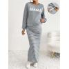 imageMakeMeChic Womens Maternity 2 Piece Outfits Letter Graphic Tee Shirt and Striped Bodycon Maxi Maternity DressGrey