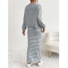 imageMakeMeChic Womens Maternity 2 Piece Outfits Letter Graphic Tee Shirt and Striped Bodycon Maxi Maternity DressGrey