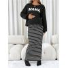 imageMakeMeChic Womens Maternity 2 Piece Outfits Letter Graphic Tee Shirt and Striped Bodycon Maxi Maternity DressMulticolor