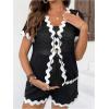 imageMakeMeChic Womens Maternity 2 Piece Outfits Summer V Neck Short Sleeve Tee Top and Shorts SetBlack