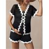 imageMakeMeChic Womens Maternity 2 Piece Outfits Summer V Neck Short Sleeve Tee Top and Shorts SetBlack