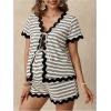 imageMakeMeChic Womens Maternity 2 Piece Outfits Summer V Neck Short Sleeve Tee Top and Shorts SetBlack and White