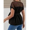 imageMakeMeChic Womens Maternity Blouse Crew Neck Short Sleeve Contrast Mesh Belted Pregnancy TopBlack