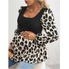 imageMakeMeChic Womens Maternity Blouse Graphic Print Lantern Sleeve Scoop Neck Pregnancy TopsBlack and White