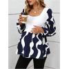 imageMakeMeChic Womens Maternity Blouse Graphic Print Lantern Sleeve Scoop Neck Pregnancy TopsRoyal Blue