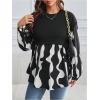 imageMakeMeChic Womens Maternity Blouse Graphic Print Long Sleeve Round Neck Shirts Peplum TopsBlack