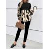 imageMakeMeChic Womens Maternity Blouse Graphic Print Long Sleeve Round Neck Shirts Peplum TopsBlack and White