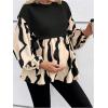 imageMakeMeChic Womens Maternity Blouse Graphic Print Long Sleeve Round Neck Shirts Peplum TopsBlack and White