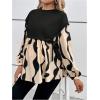 imageMakeMeChic Womens Maternity Blouse Graphic Print Long Sleeve Round Neck Shirts Peplum TopsBlack and White