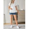imageMakeMeChic Womens Maternity Blouse Short Sleeve Collar Belted Button Down Pregnancy ShirtWhite