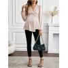 imageMakeMeChic Womens Maternity Blouse Twisted V Neck Lantern Sleeve Elegant Pregnancy Peplum TopsApricot
