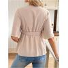 imageMakeMeChic Womens Maternity Blouse V Neck Wrap Ruffle Short Sleeve Belted Pregnancy ShirtApricot