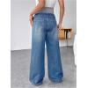 imageMakeMeChic Womens Maternity Bootcut Jeans Wide Leg Over The Belly Straight Pregnancy Denim PantsDark Wash