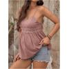 imageMakeMeChic Womens Maternity Cami Top Lace Eyelet Embroidery V Neck Ruffle Pregnancy Tank TopsDusty Pink