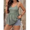 imageMakeMeChic Womens Maternity Cami Top Lace Eyelet Embroidery V Neck Ruffle Pregnancy Tank TopsGreen