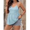 imageMakeMeChic Womens Maternity Cami Top Lace Eyelet Embroidery V Neck Ruffle Pregnancy Tank TopsLight Blue