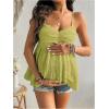 imageMakeMeChic Womens Maternity Camisole Spaghetti Strap Ruffle Hem Sleeveless Pregnancy Tank TopsMustard Yellow