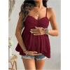 imageMakeMeChic Womens Maternity Camisole Spaghetti Strap Ruffle Hem Sleeveless Pregnancy Tank TopsRed