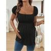 imageMakeMeChic Womens Maternity Clothes Square Neck Short Sleeve Eyelet Embroidery Pregnancy Summer TopsBlack