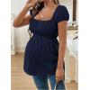 imageMakeMeChic Womens Maternity Clothes Square Neck Short Sleeve Eyelet Embroidery Pregnancy Summer TopsBlue