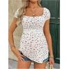 imageMakeMeChic Womens Maternity Clothes Square Neck Short Sleeve Eyelet Embroidery Pregnancy Summer TopsMulticolor