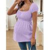 imageMakeMeChic Womens Maternity Clothes Square Neck Short Sleeve Eyelet Embroidery Pregnancy Summer TopsPurple
