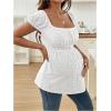 imageMakeMeChic Womens Maternity Clothes Square Neck Short Sleeve Eyelet Embroidery Pregnancy Summer TopsWhite
