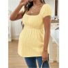 imageMakeMeChic Womens Maternity Clothes Square Neck Short Sleeve Eyelet Embroidery Pregnancy Summer TopsYellow