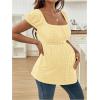 imageMakeMeChic Womens Maternity Clothes Square Neck Short Sleeve Eyelet Embroidery Pregnancy Summer TopsYellow